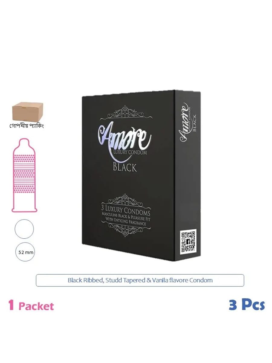 Amore Luxury Black Condom (3 Pcs)